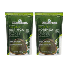 Organic Moringa Powder - 16oz Pouch - Pack of 2 (32 oz) - Front of pouch