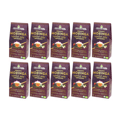 Thé Moringa Énergie Bio - Vanille-Oolong-Raisin - Alternative au Café - Lot de 10 (160 sachets) - Devant de la boîte