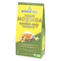 Organic Moringa Energy Tea - Ginger Lemon - Natural Coffee Alternative - Front of box