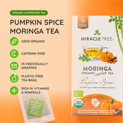 Organic Moringa Tea - Pumpkin Spice - Caffeine-Free Herbal Tea - At a glance