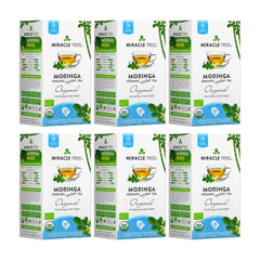 Organic Moringa Tea - Original - Caffeine-Free Herbal Tea - Pack of 6 (150 tea bags) - Front of box