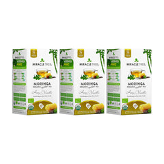 Bio-Moringa-Tee - Honig & Vanille - Koffeinfrei - 3er-Pack (75 Teebeutel) - Vorderseite der Schachtel