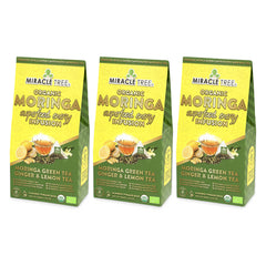 Thé Moringa Énergie Bio - Gingembre-Citron - Alternative au Café - Lot de 3 (48 sachets) - Devant de la boîte