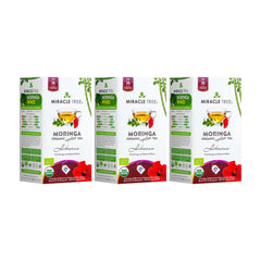 Té de Moringa Orgánico - Hibisco - Sin Cafeína - Pack de 3 (75 bolsitas) - Frente de la caja