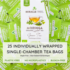 Organic Moringa Tea - Green Tea - Decaffeinated Herbal Tea - Inside the box