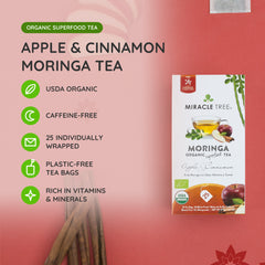 Té de Moringa Orgánico - Manzana y Canela - Sin Cafeína - De un vistazo