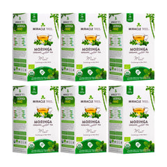 Ekologiskt Moringate - Mynta - Koffeinfritt - 6-pack (150 tepåsar) - Förpackningens framsida