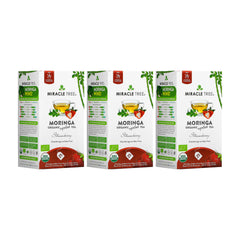 Té de Moringa Orgánico - Fresa - Sin Cafeína - Pack de 3 (75 bolsitas) - Frente de la caja