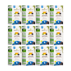 Biologische Moringa Thee - Blauwe Bes - Cafeïnevrij - Set van 12 (300 theezakjes) - Voorkant van de doos