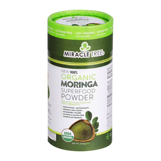 Poudre de Moringa Bio - Pot de 8oz - Devant de la boîte