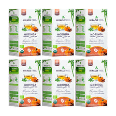 Té de Moringa Orgánico - Calabaza Especiada - Sin Cafeína - Pack de 6 (150 bolsitas) - Frente de la caja