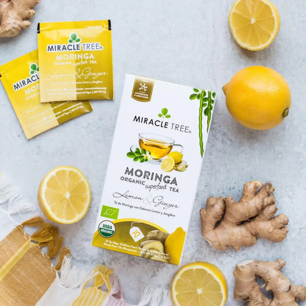 Lemon Ginger Moringa Tea - Organic Caffeine-Free Herbal Tea