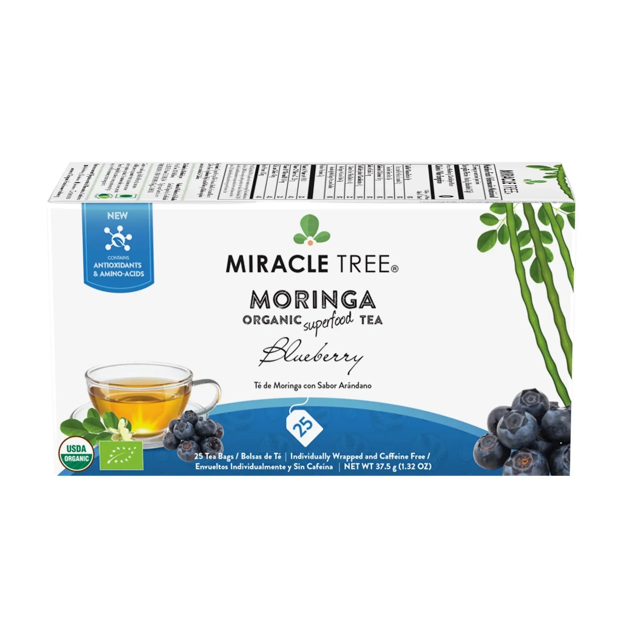 Blueberry Moringa Tea - Organic Caffeine-Free Herbal Tea | Miracle