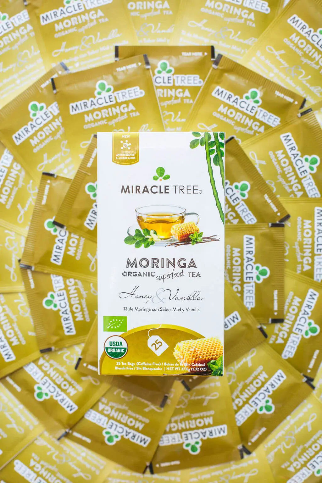 Honey Vanilla Moringa Tea - Organic Caffeine-Free Herbal Tea