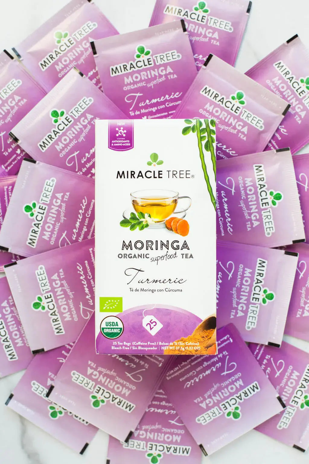 Turmeric Moringa Tea - Organic Caffeine-Free Herbal Tea | Miracle Tree