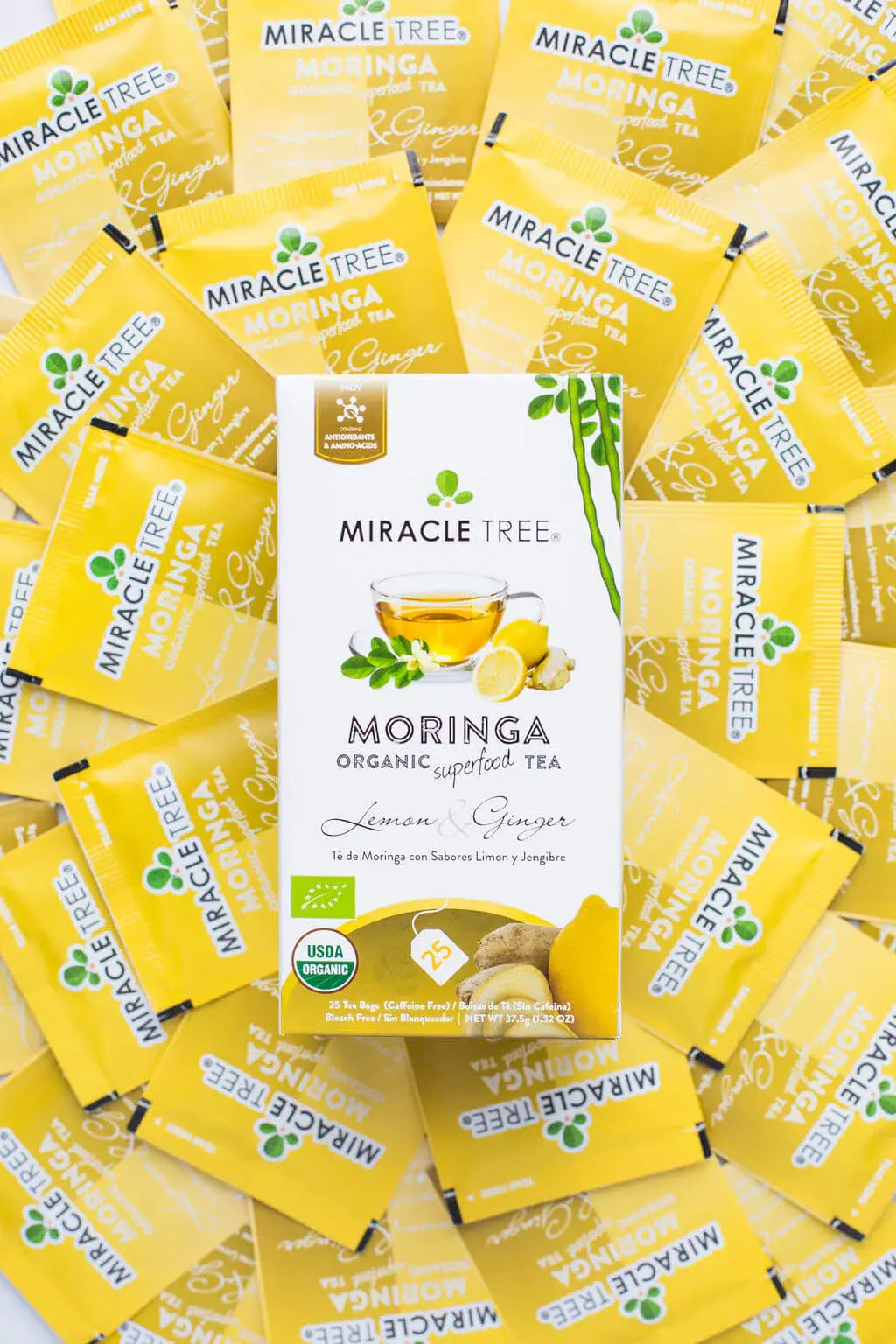 Lemon Ginger Moringa Tea - Organic Caffeine-Free Herbal Tea