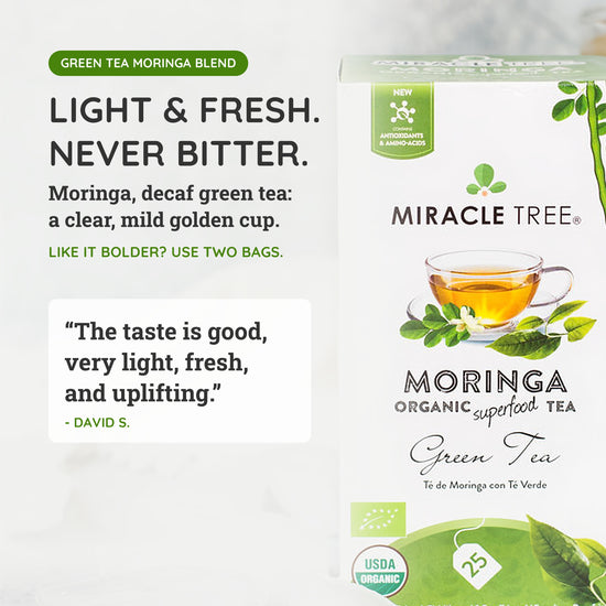 Organic Moringa Tea - Green Tea - Decaffeinated Herbal Tea - Taste
