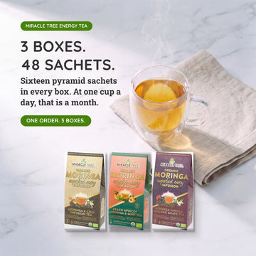 Organic Moringa Energy Tea Bundle - Mighty Set - 3 Flavors - Value