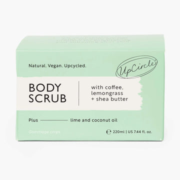 UpCircle Body Scrub with coffee, lemongrass and shea butter, 220 ml box, front view
