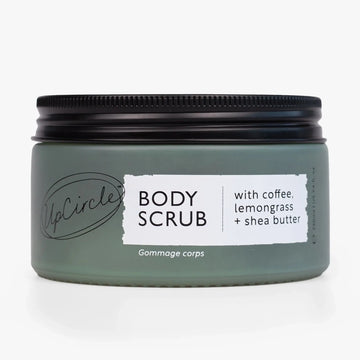 UpCircle Body Scrub with coffee, lemongrass and shea butter, 220 ml jar, front view