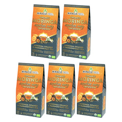 
                    
                      Thé Moringa Énergie Bio - Orange-Passion - Alternative au Café - Lot de 5 (80 sachets) - Devant de la boîte
                    
                  