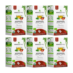 
                    
                      Té de Moringa Orgánico - Fresa - Sin Cafeína - Pack de 6 (150 bolsitas) - Frente de la caja
                    
                  