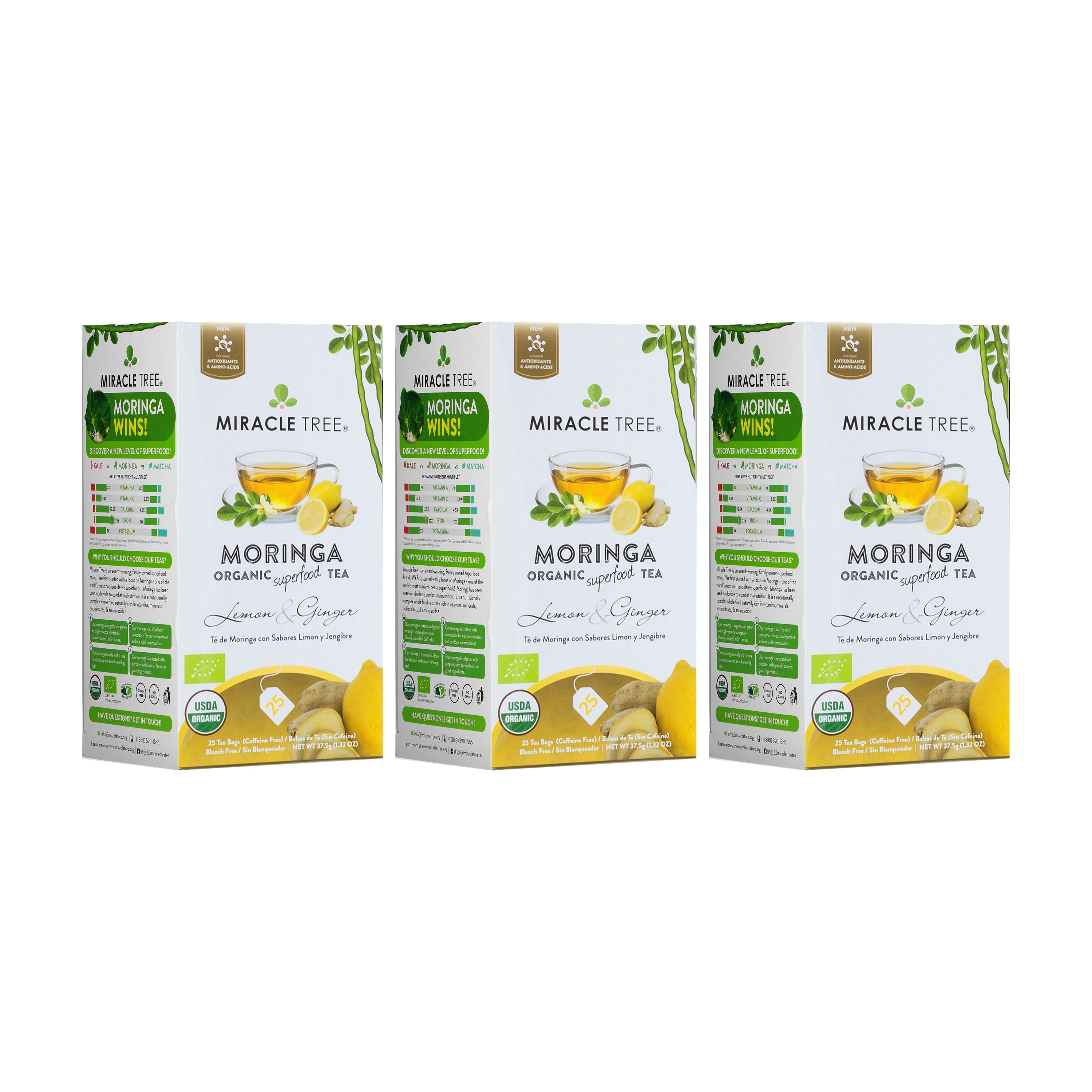 Lemon Ginger Moringa Tea, Caffeine-Free | Miracle Tree