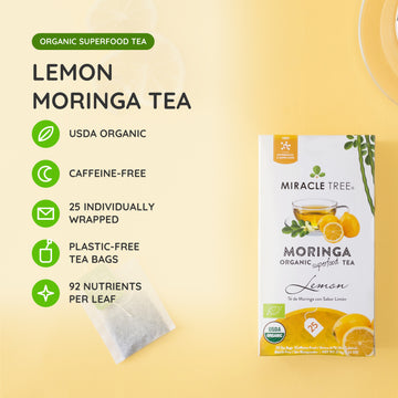 Organic Moringa Tea - Lemon - Caffeine-Free Herbal Tea - At a glance