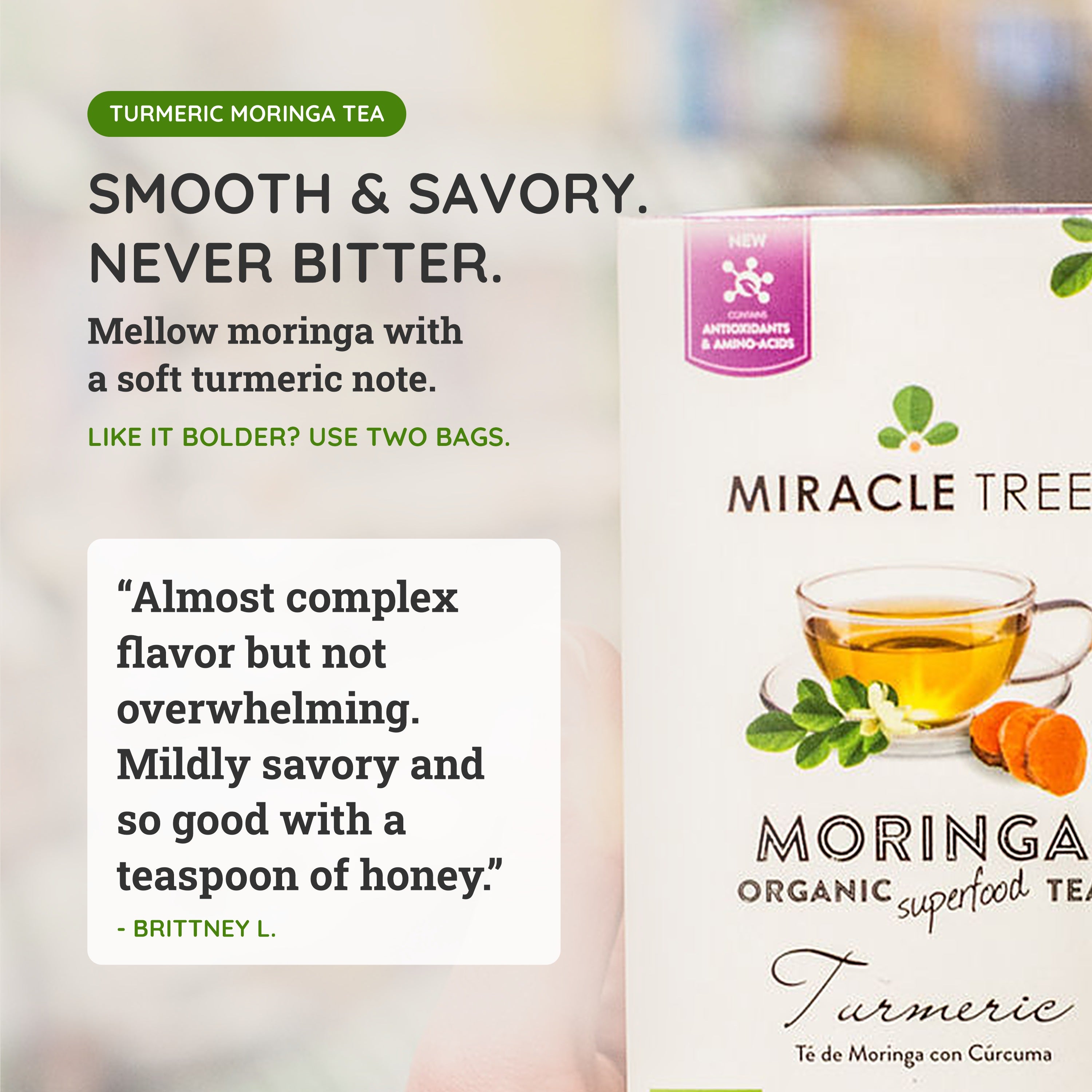 Turmeric Moringa Tea, Caffeine-Free | Miracle Tree
