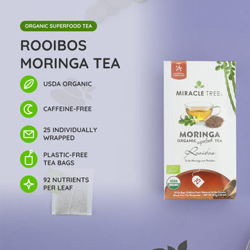 Organic Moringa Tea - Rooibos - Caffeine-Free Herbal Tea - At a glance