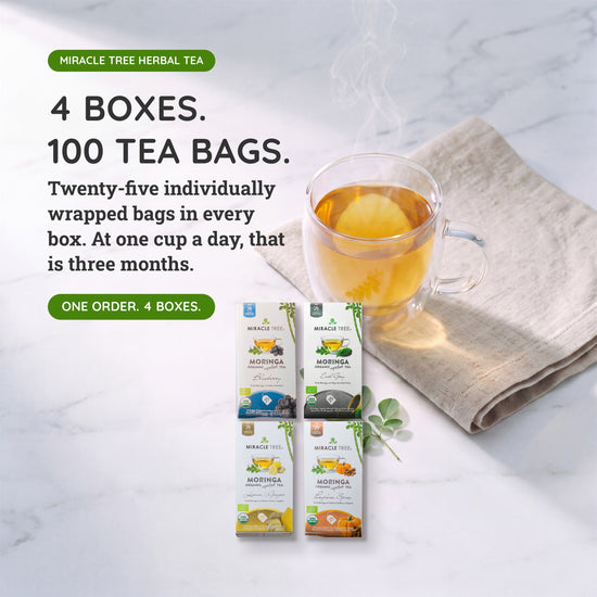 Organic Moringa Tea Bundle - Serenity Set - 4 Flavors - Value