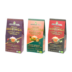 
                    
                      Organic Moringa Energy Tea Bundle - Verve Set - 3 Flavors - Front of box
                    
                  