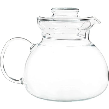 HomePacific 1.5-quart clear glass stovetop teapot with glass lid, front view