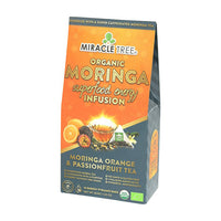 Organic Moringa Energy Tea - Orange Passionfruit - Natural Coffee Alternative - Front of box