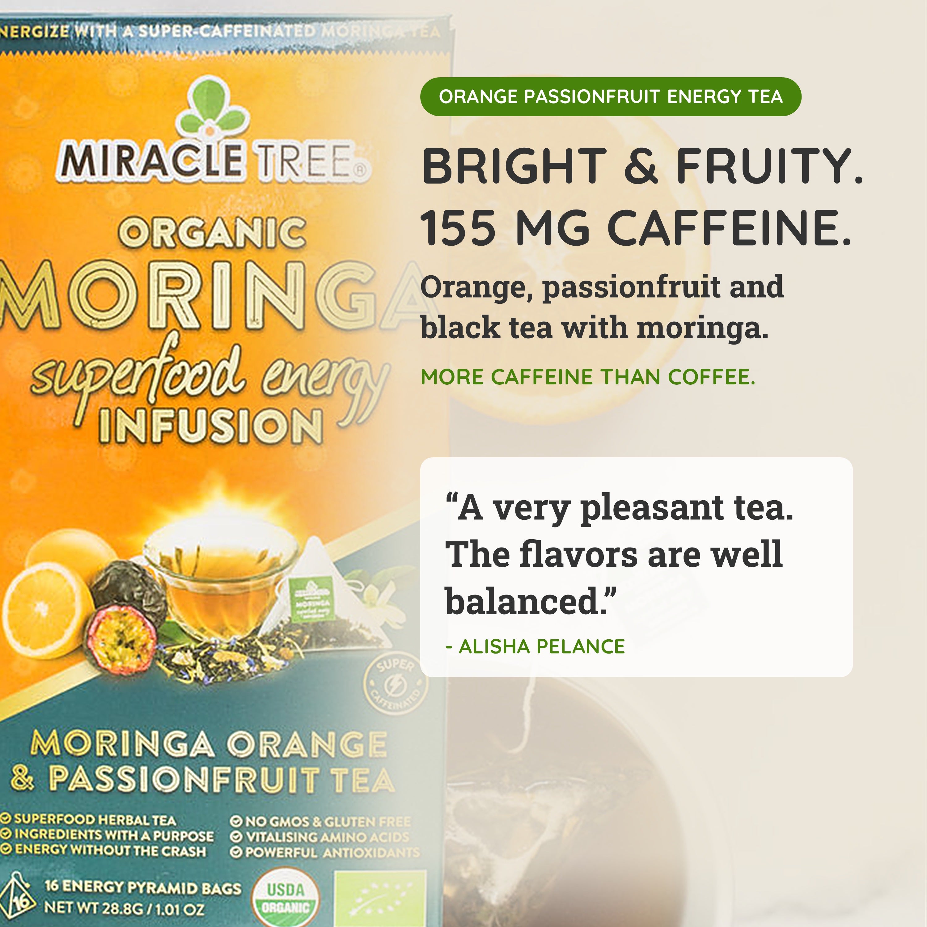 Orange Passionfruit Moringa Energy Tea | Miracle Tree