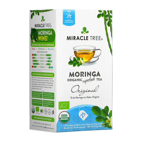 Organic Moringa Tea - Original - Caffeine-Free Herbal Tea - Front of box