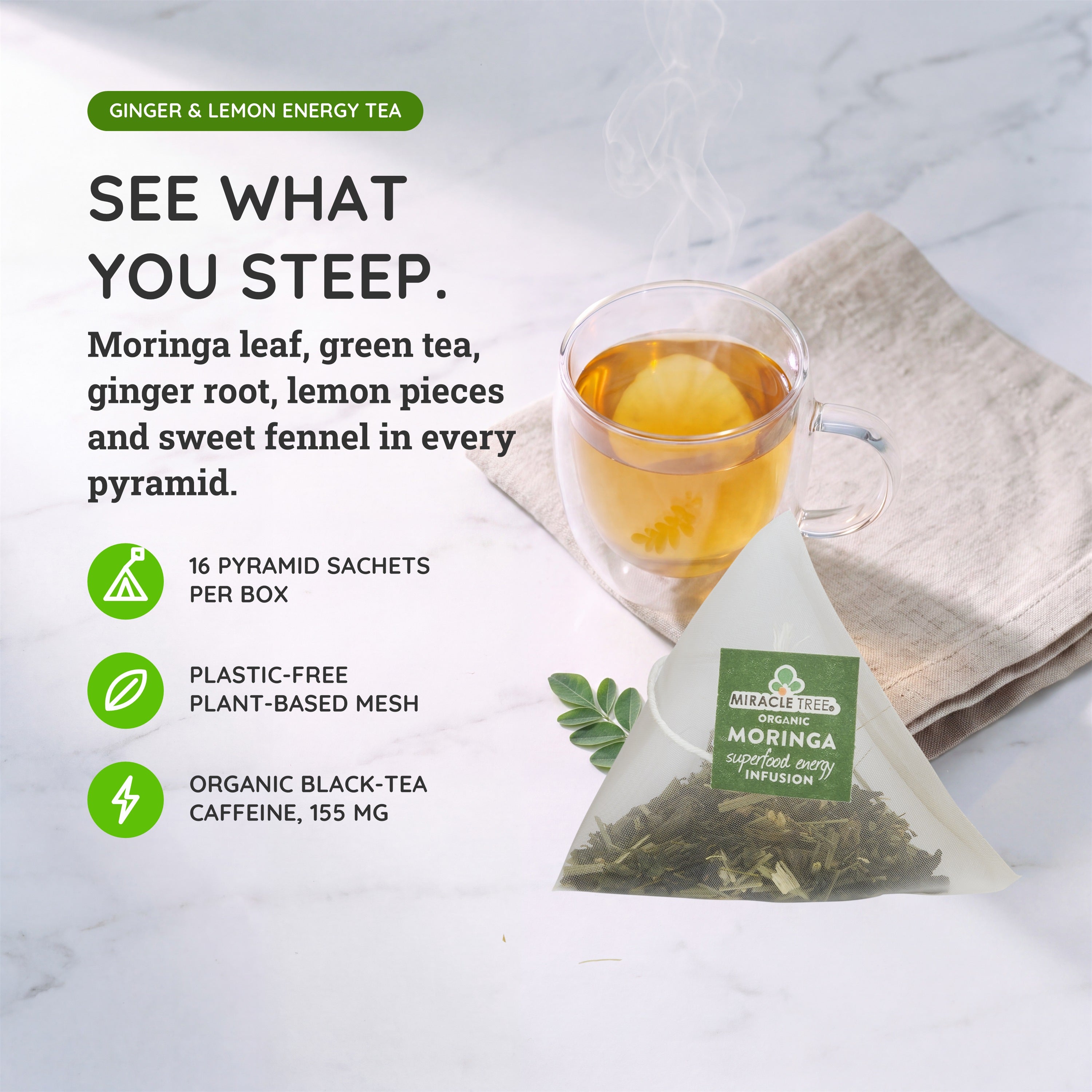 Ginger Lemon Moringa Energy Tea | Miracle Tree