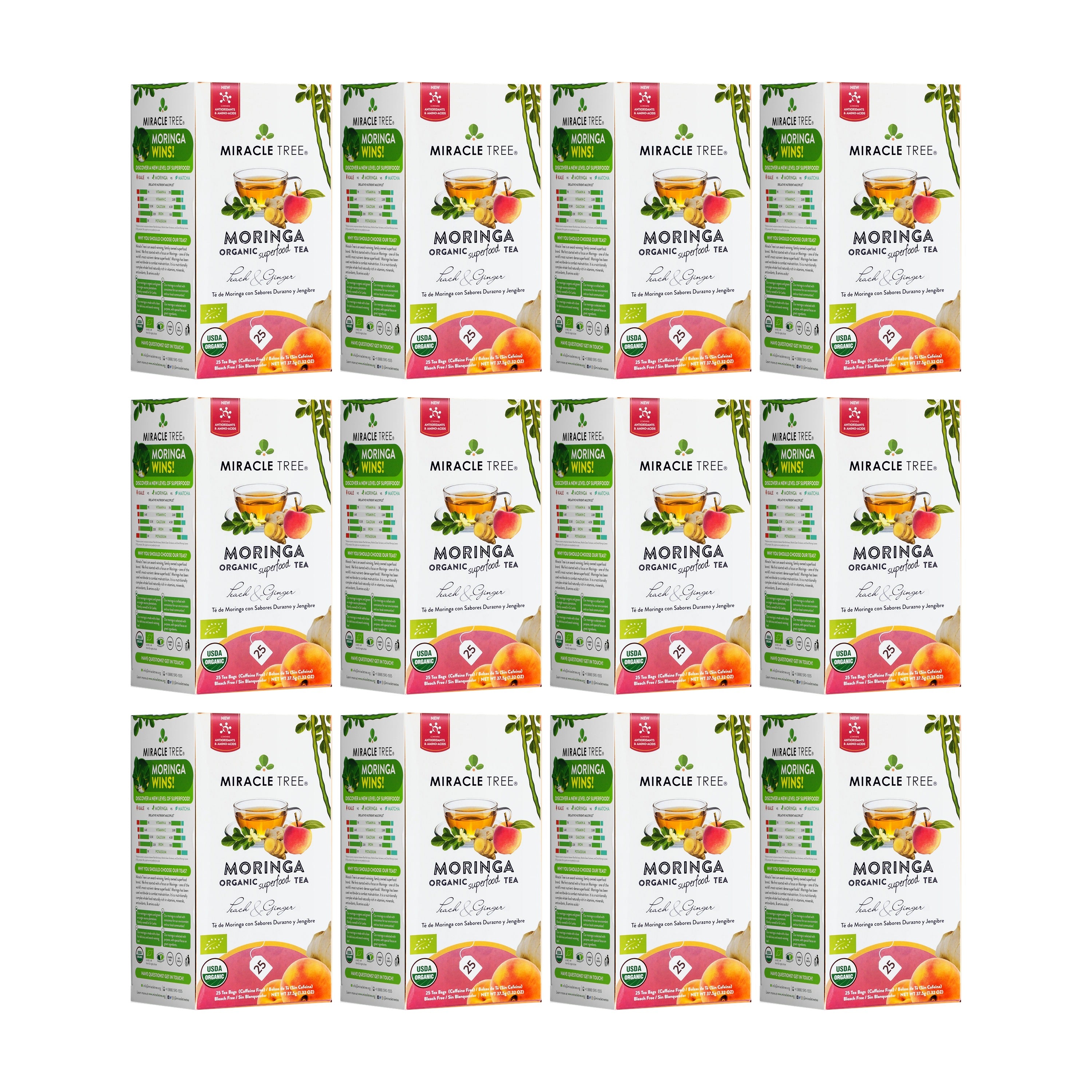 Peach Ginger Moringa Tea, Caffeine-Free | Miracle Tree