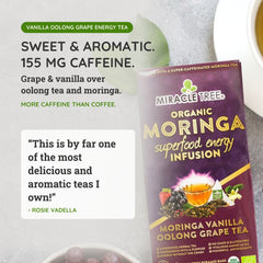 
                    
                      Thé Moringa Énergie Bio - Vanille-Oolong-Raisin - Alternative au Café - Goût
                    
                  