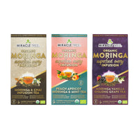 Organic Moringa Energy Tea Bundle - Mighty Set - 3 Flavors - Front of box
