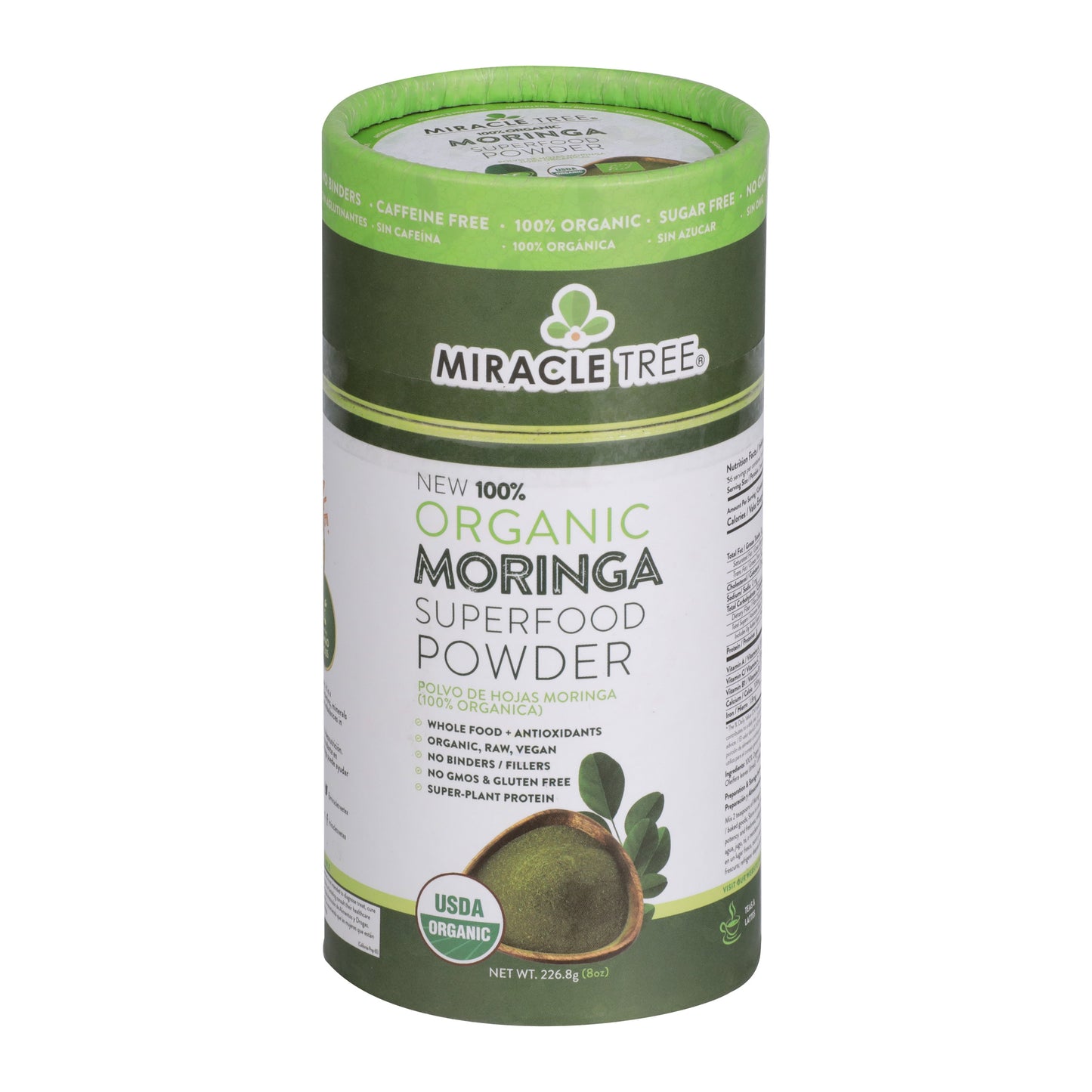 Organic Moringa Powder - 8oz Canister - Front of box
