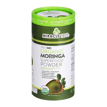 Polvo de Moringa Orgánico - Bote de 8oz - Frente de la caja
