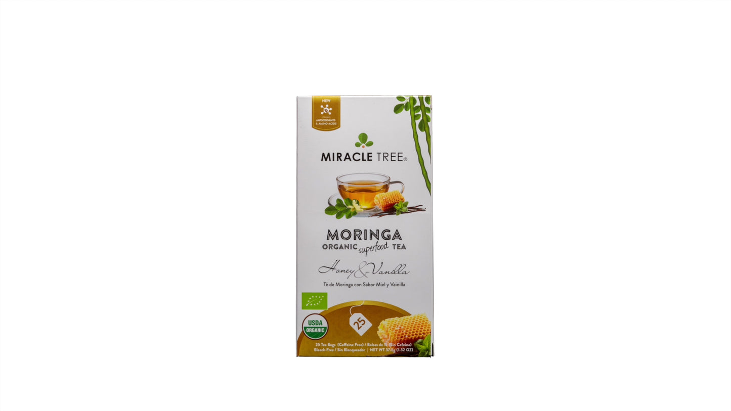 Organic Moringa Tea - Honey & Vanilla - Caffeine-Free Herbal Tea