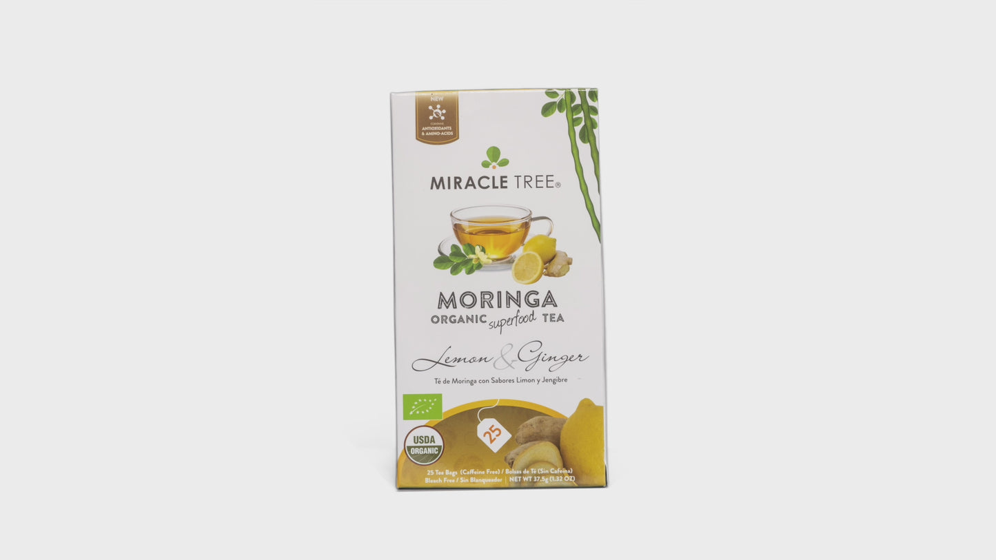 Organic Moringa Tea - Lemon & Ginger - Caffeine-Free Herbal Tea