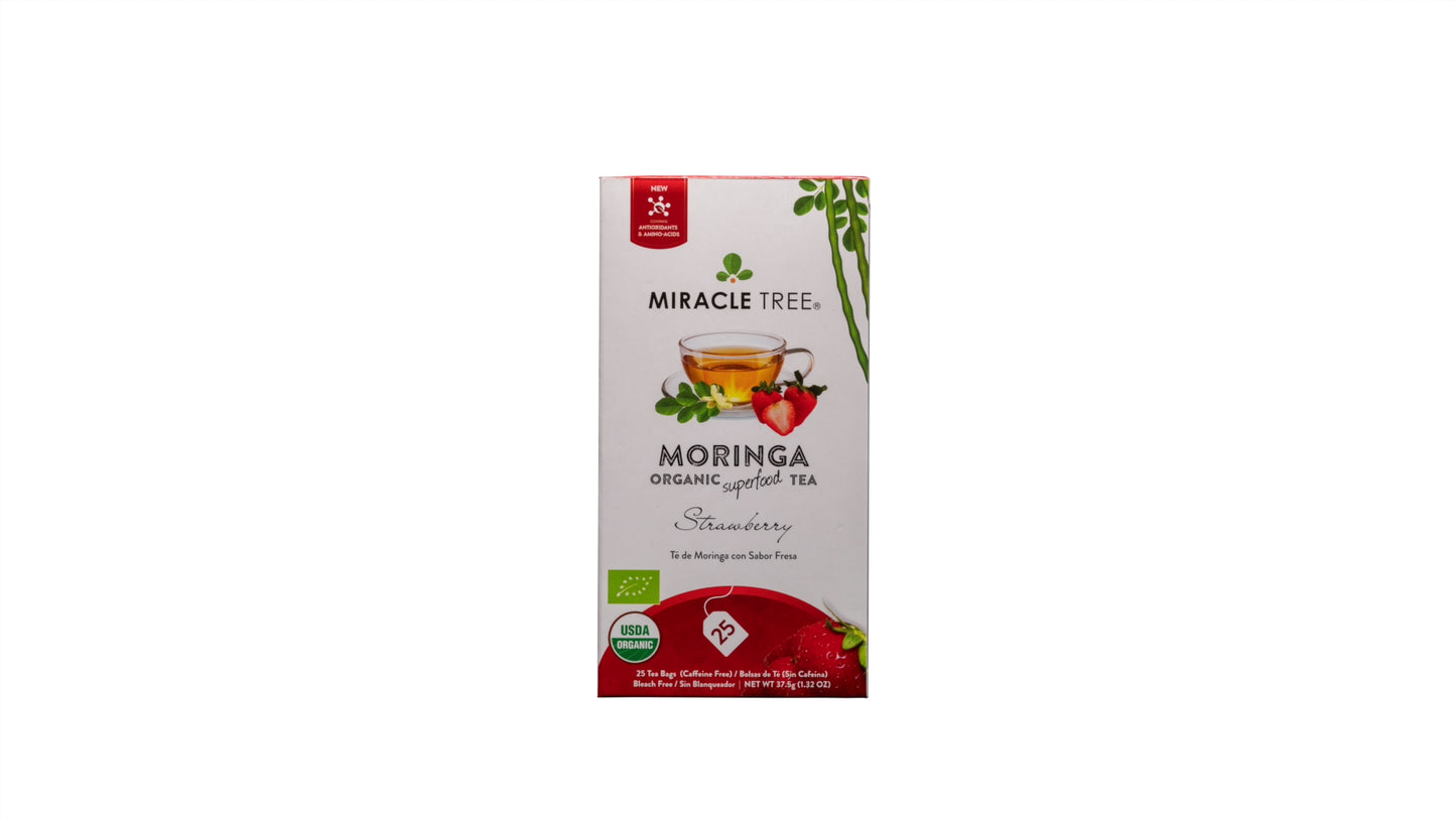 Organic Moringa Tea - Strawberry - Caffeine-Free Herbal Tea