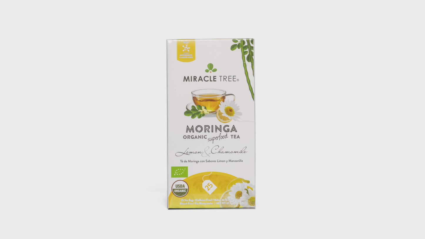 Organic Moringa Tea - Lemon & Chamomile - Caffeine-Free Herbal Tea