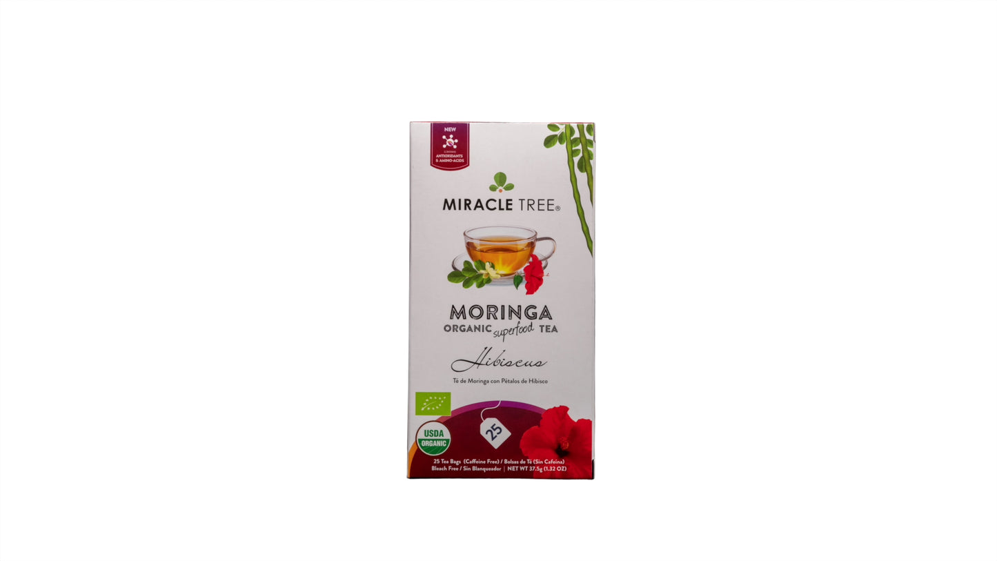 Organic Moringa Tea - Hibiscus - Caffeine-Free Herbal Tea