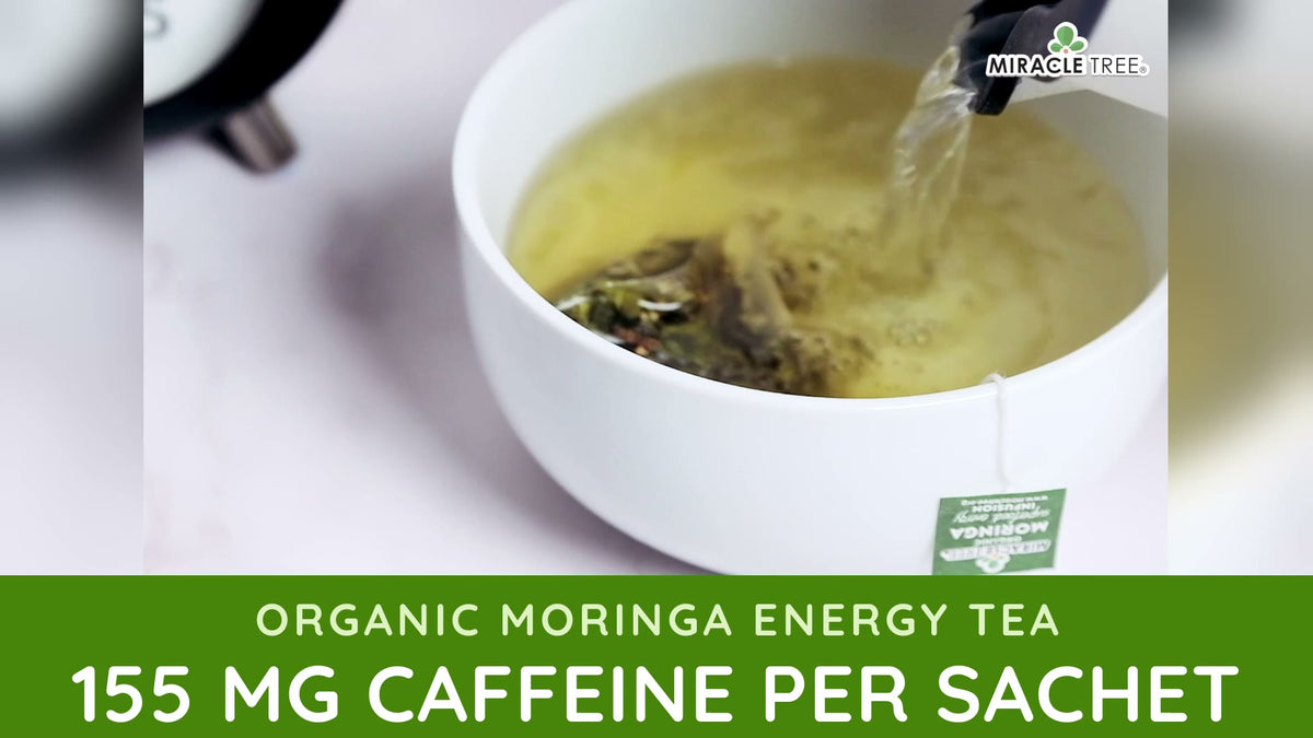 Moringa Energy Tea: 155 mg of natural caffeine per bag, more than a cup of coffee