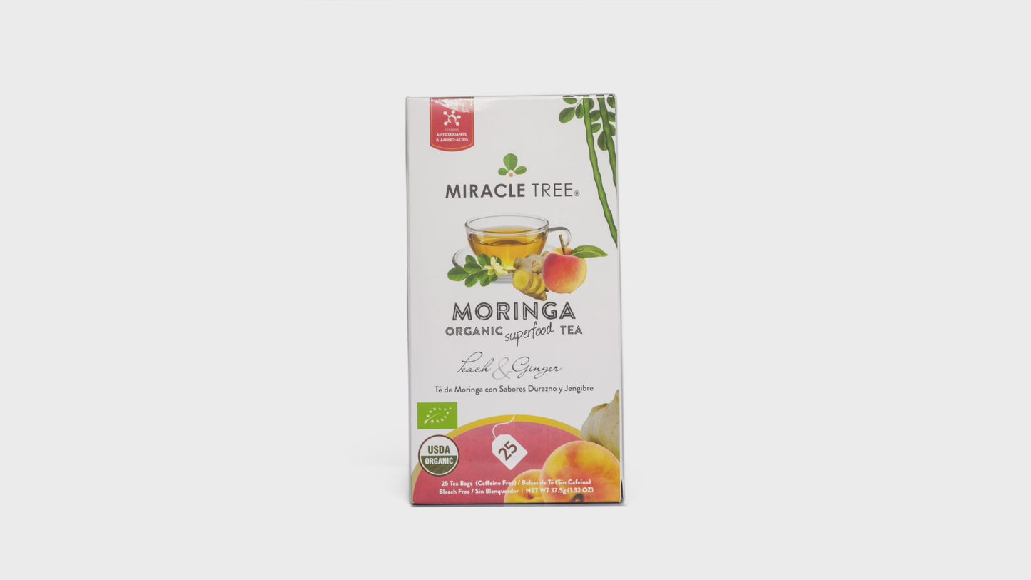 Thé Moringa Bio, Pêche &amp; Gingembre