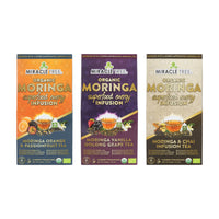 Organic Moringa Energy Tea Bundle - Zeal Set - 3 Flavors - Front of box